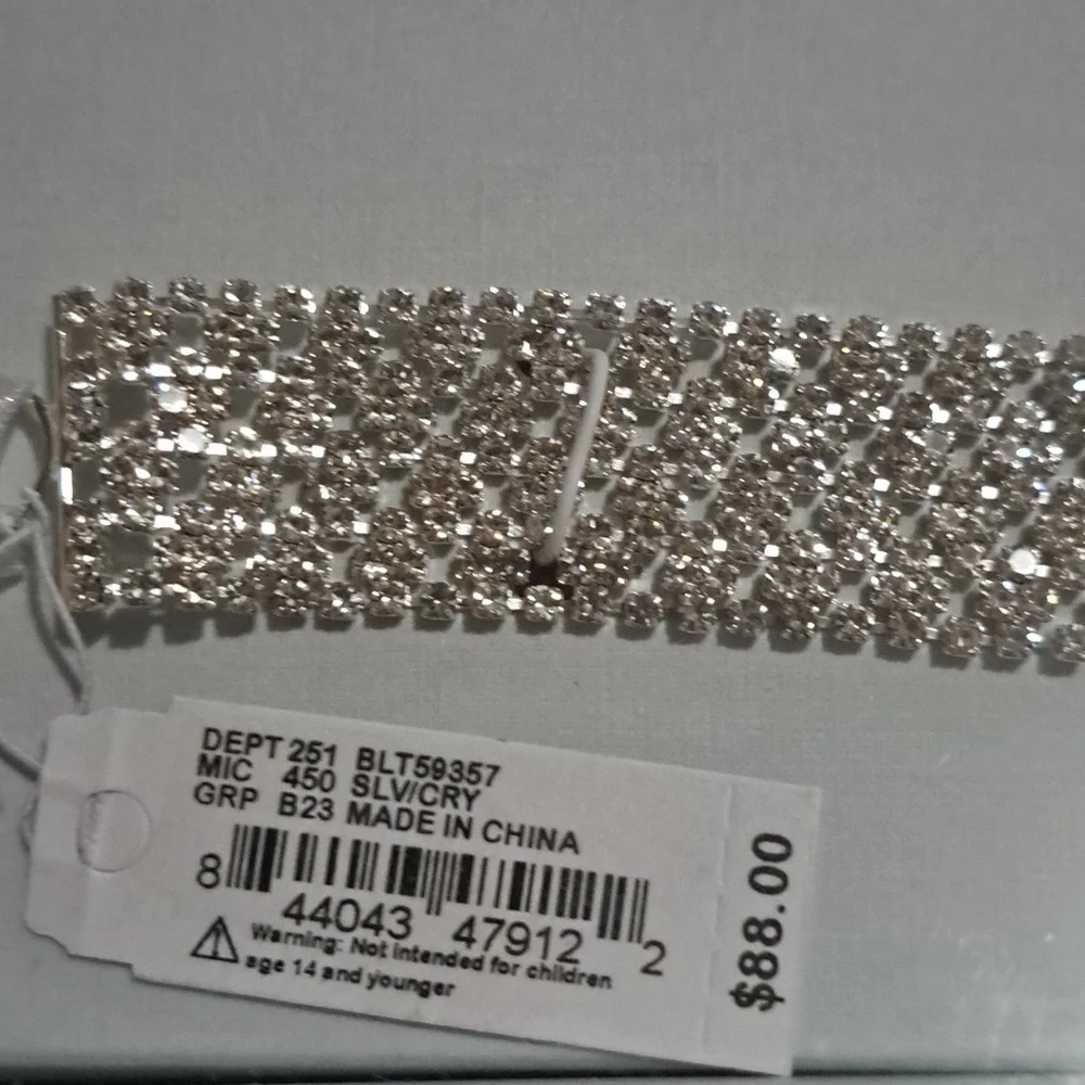 Borrowed & Blue by Southern Living Rectangle Row Of Flowers Crystal Belt